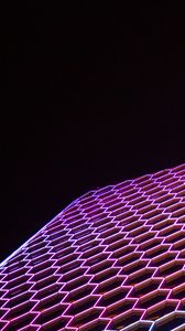 Preview wallpaper architecture, facade, geometric, hexagons, backlight, building
