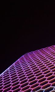 Preview wallpaper architecture, facade, geometric, hexagons, backlight, building