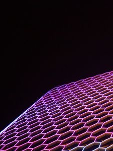 Preview wallpaper architecture, facade, geometric, hexagons, backlight, building