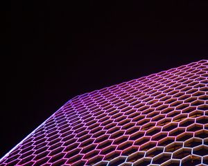 Preview wallpaper architecture, facade, geometric, hexagons, backlight, building