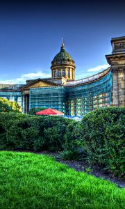 Preview wallpaper architecture, kazan, st petersburg, cathedral, decorative, garden, hdr