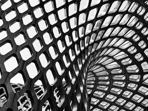 Preview wallpaper architecture, lattice, spiral, form, bw