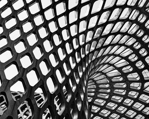 Preview wallpaper architecture, lattice, spiral, form, bw