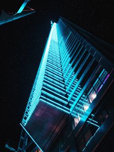 Preview wallpaper architecture, lights, bottom view, skyscraper