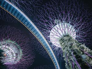 Preview wallpaper architecture, lights, bottom view, glow, design