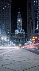 Preview wallpaper architecture, night city, city lights, philadelphia, usa