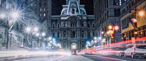 Preview wallpaper architecture, night city, city lights, philadelphia, usa