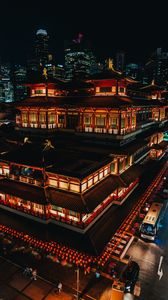 Preview wallpaper architecture, night city, lighting, aerial view