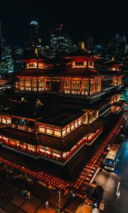 Preview wallpaper architecture, night city, lighting, aerial view