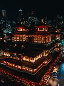 Preview wallpaper architecture, night city, lighting, aerial view