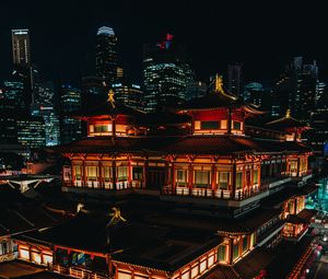 Preview wallpaper architecture, night city, lighting, aerial view