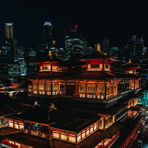 Preview wallpaper architecture, night city, lighting, aerial view