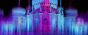 Preview wallpaper architecture, night, neon, light, lilac, blue, pink