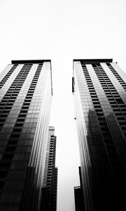 Preview wallpaper architecture, sky, bw, bottom view, buildings