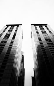 Preview wallpaper architecture, sky, bw, bottom view, buildings