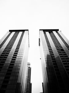 Preview wallpaper architecture, sky, bw, bottom view, buildings