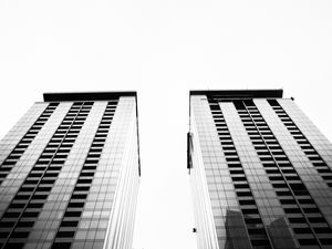 Preview wallpaper architecture, sky, bw, bottom view, buildings