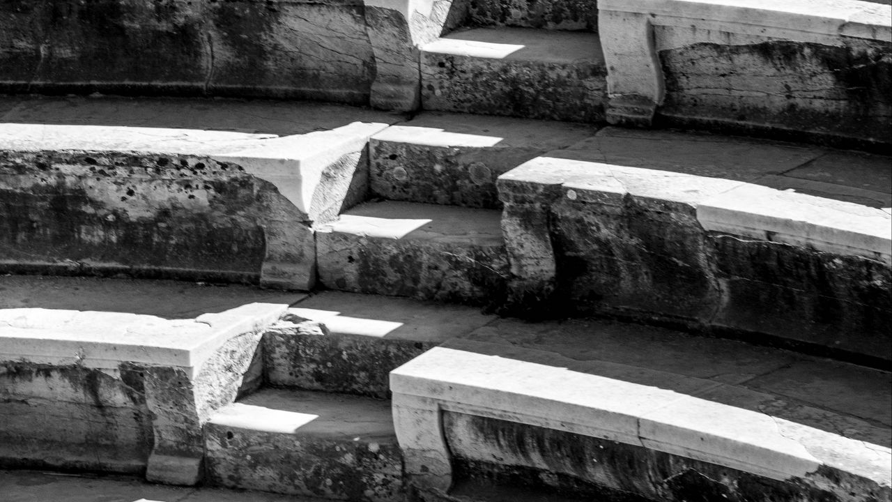 Wallpaper architecture, steps, antiquity, black and white, stone