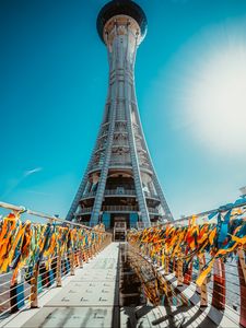 Preview wallpaper architecture, tower, building, ribbons, colorful