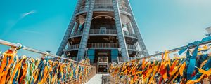 Preview wallpaper architecture, tower, building, ribbons, colorful