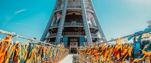 Preview wallpaper architecture, tower, building, ribbons, colorful