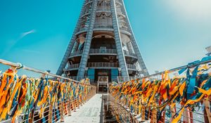 Preview wallpaper architecture, tower, building, ribbons, colorful