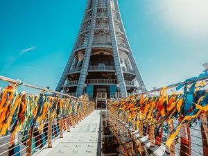 Preview wallpaper architecture, tower, building, ribbons, colorful