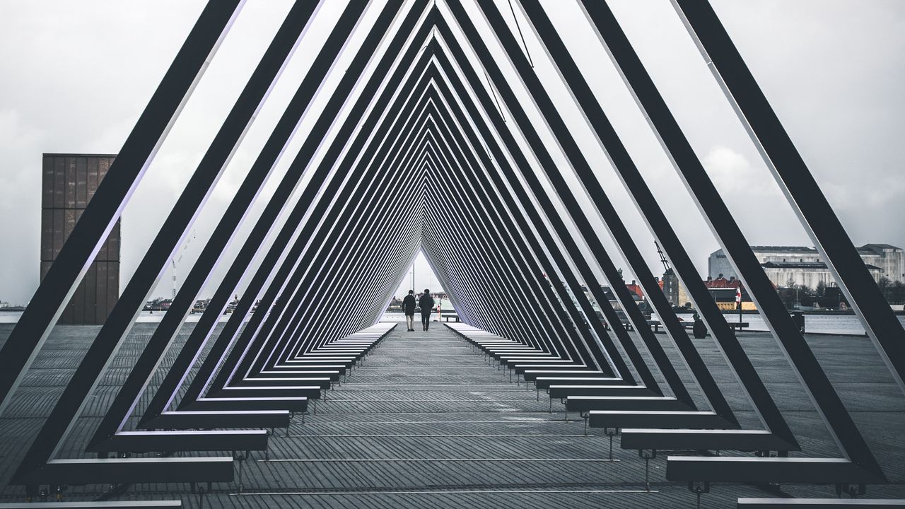 Wallpaper architecture, triangle, structure, people, geometric
