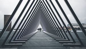 Preview wallpaper architecture, triangle, structure, people, geometric