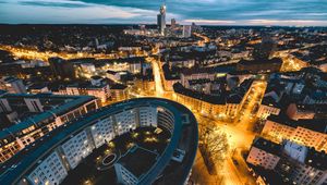 Preview wallpaper architecture, urban, buildings, lighting, electricity, aerial view