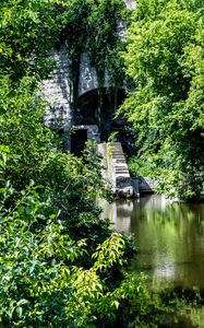 Preview wallpaper arika, steps, bricks, trees, river, nature