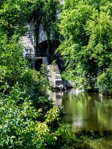 Preview wallpaper arika, steps, bricks, trees, river, nature