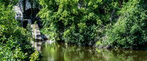 Preview wallpaper arika, steps, bricks, trees, river, nature