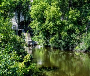 Preview wallpaper arika, steps, bricks, trees, river, nature