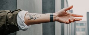 Preview wallpaper arm, tattoo, wall, blur