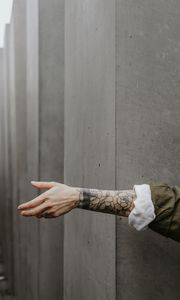 Preview wallpaper arm, tattoo, wall, minimalism