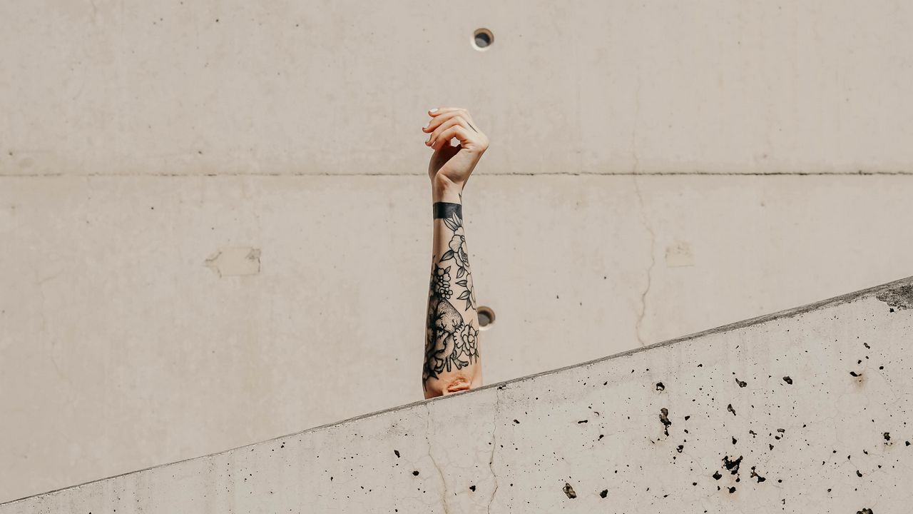 Wallpaper arm, tattoo, wall, marble, white