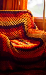 Preview wallpaper armchair, plaid, interior, cozy, aesthetics