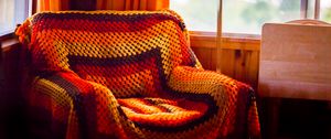 Preview wallpaper armchair, plaid, interior, cozy, aesthetics