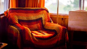Preview wallpaper armchair, plaid, interior, cozy, aesthetics