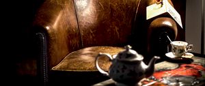 Preview wallpaper armchair, tea, teapot, book