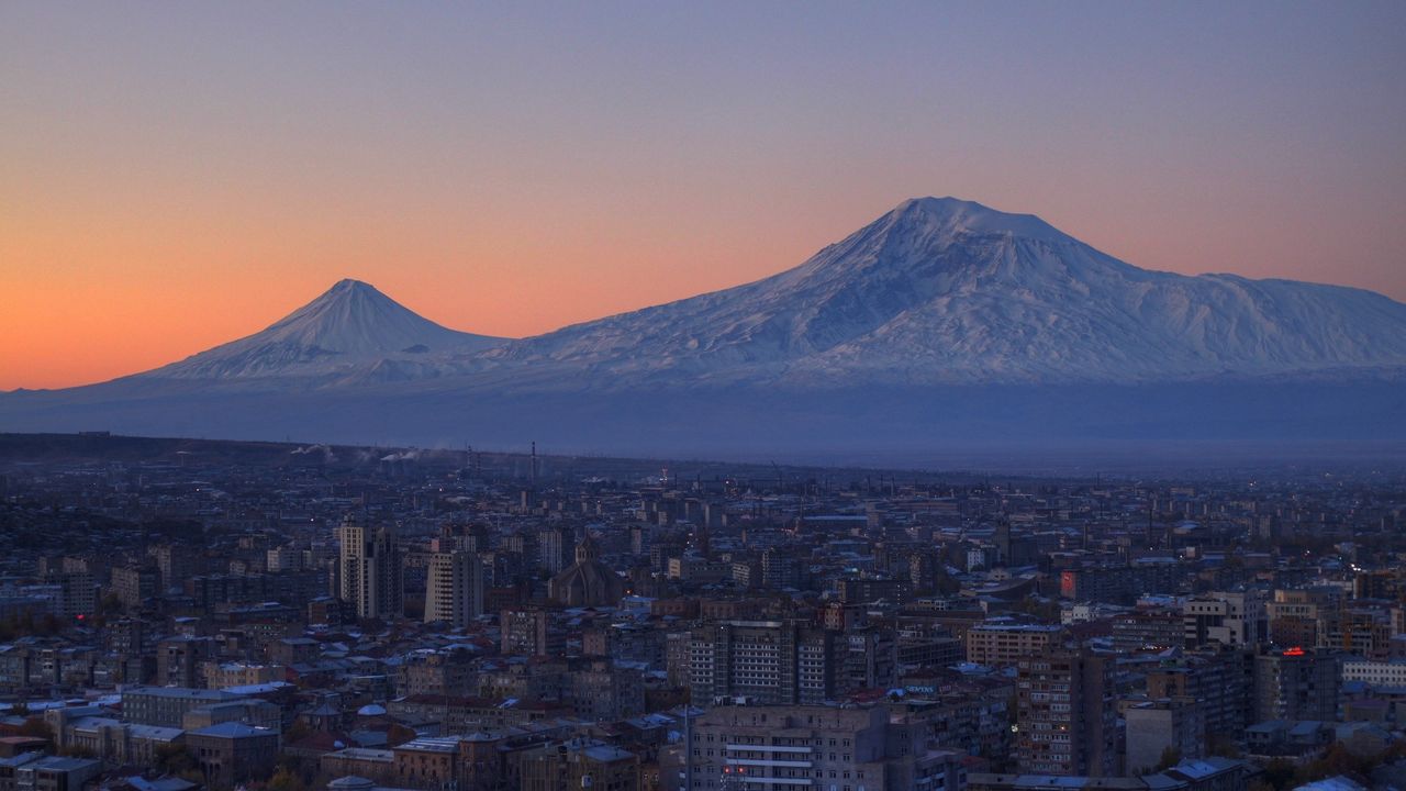 Wallpaper armenia, yerevan, city, mountain, landscape, houses, ararat