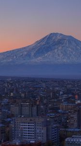 Preview wallpaper armenia, yerevan, city, mountain, landscape, houses, ararat