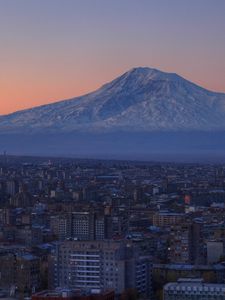 Preview wallpaper armenia, yerevan, city, mountain, landscape, houses, ararat