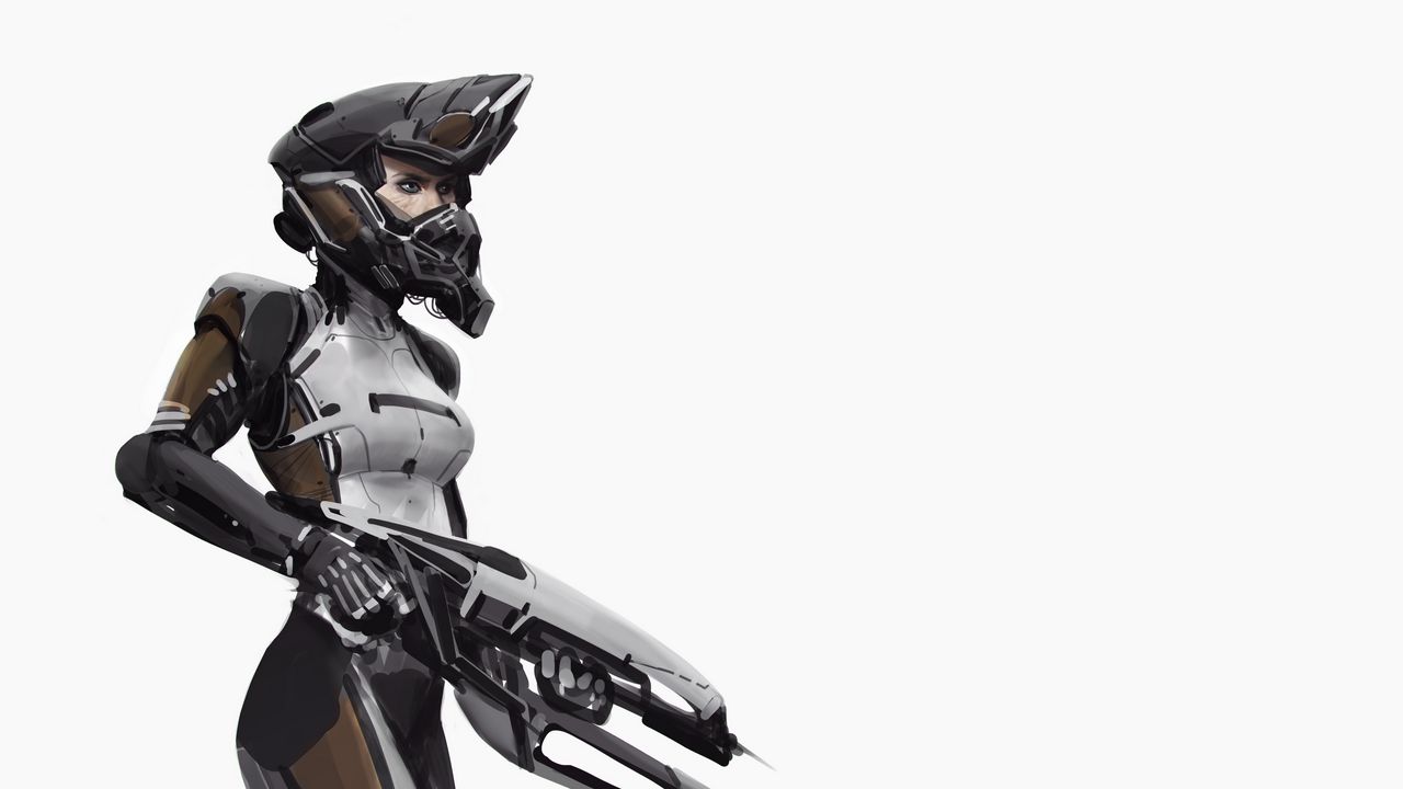 Wallpaper armor, helmet, girl, weapon