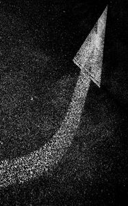 Preview wallpaper arrow, asphalt, bw, paint, marking