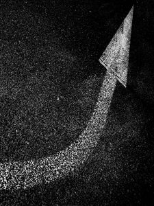 Preview wallpaper arrow, asphalt, bw, paint, marking