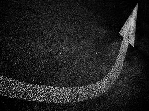 Preview wallpaper arrow, asphalt, bw, paint, marking