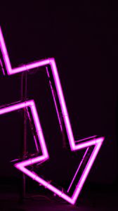 Preview wallpaper arrow, neon, purple, glow, dark