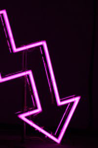 Preview wallpaper arrow, neon, purple, glow, dark